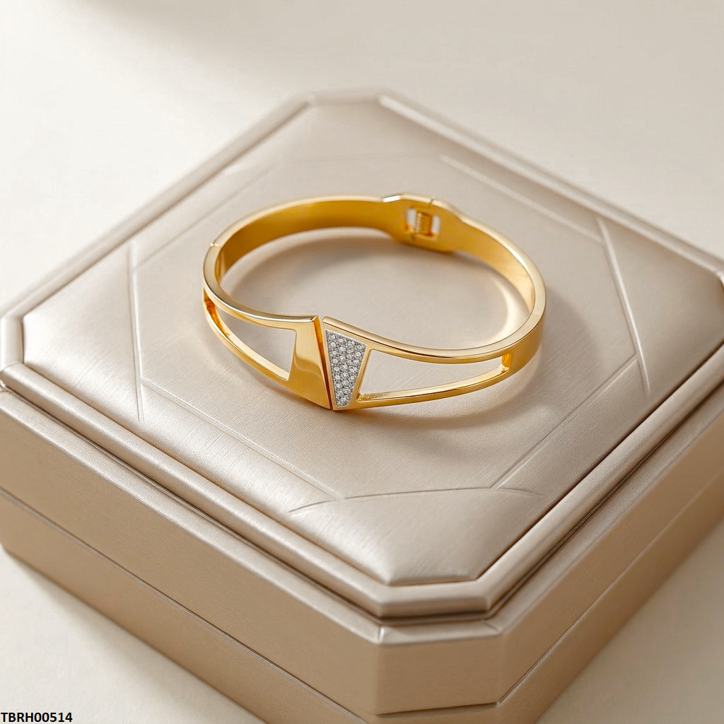 TBRH00514 MSS Round Triangle Stone Stainless Steel Bracelet Adjustable - TBRH