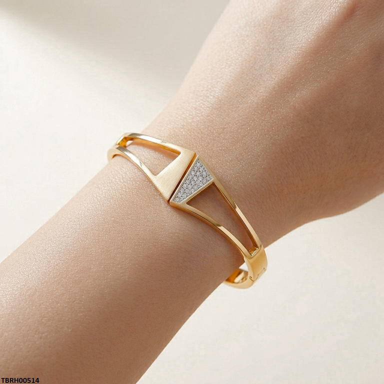 TBRH00514 MSS Round Triangle Stone Stainless Steel Bracelet Adjustable - TBRH