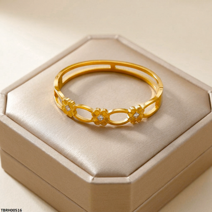 TBRH00516  MSS Round Flower Stone Stainless Steel Bracelet - TBRH