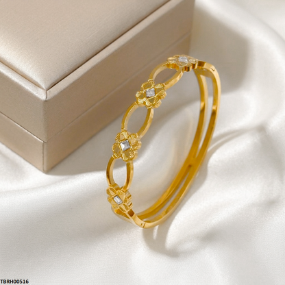 TBRH00516  MSS Round Flower Stone Stainless Steel Bracelet - TBRH