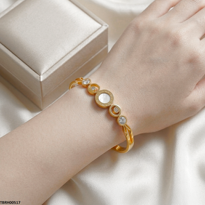 TBRH00517 MSS Round Stone Stainless Steel Bracelet Adjustable - TBRH
