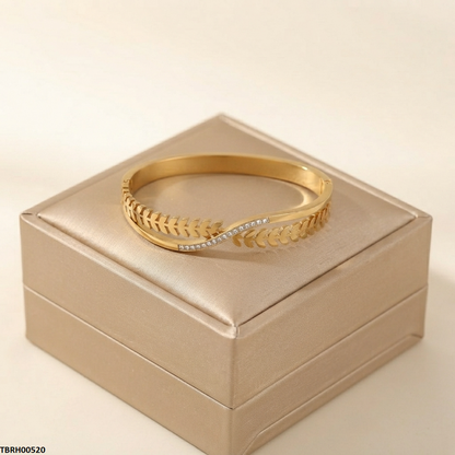 TBRH00520 MSS Round Leaf Stone Stainless Steel Bracelet - TBRH