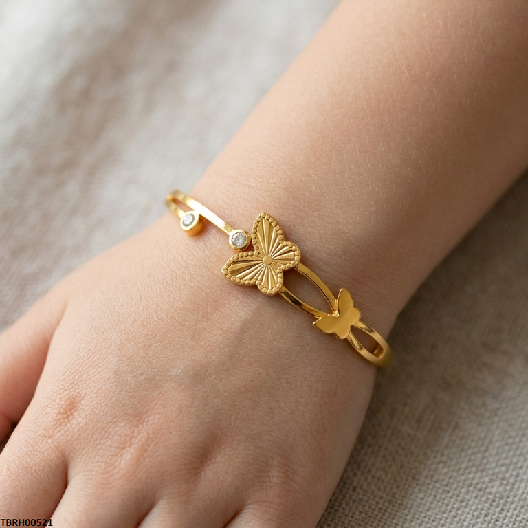 TBRH00521  MSS Round Butterfly Stone Stainless Steel Bracelet Adjustable - TBRH