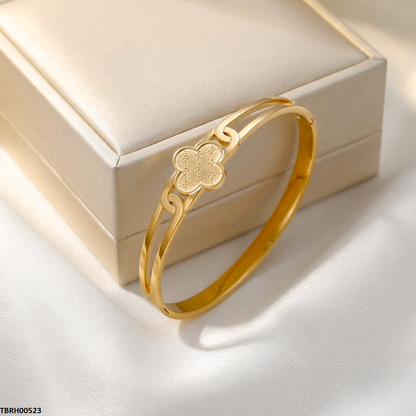 TBRH00523 MSS Round Gold Clover Stainless Steel Bracelet - TBRH