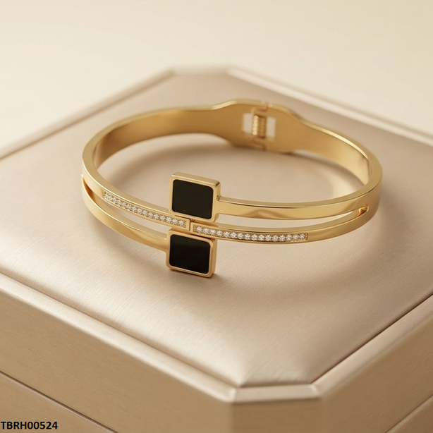 TBRH00524 MSS Round Rectangle Stone Stainless Steel Bracelet Adjustable - TBRH