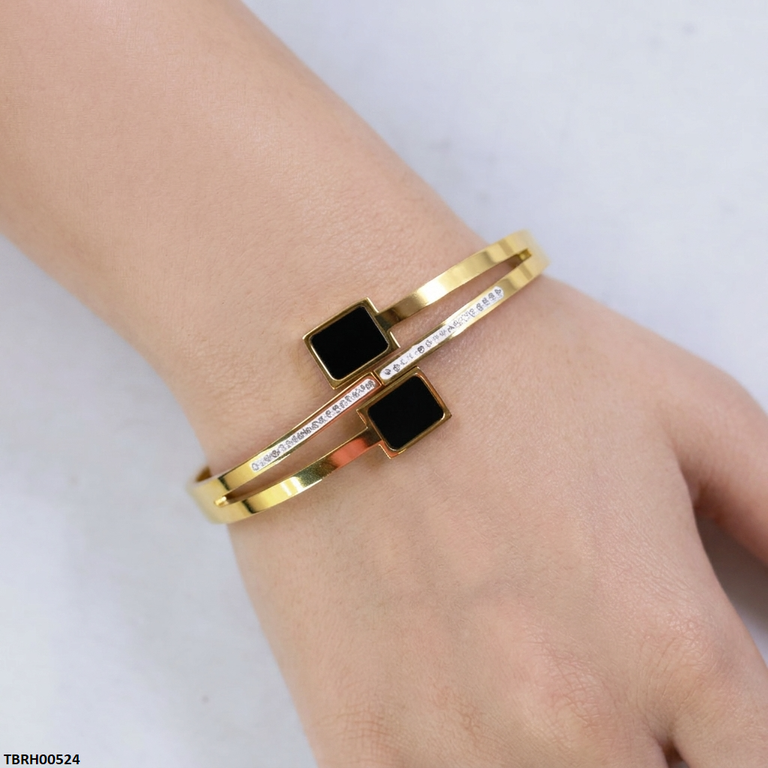 TBRH00524 MSS Round Rectangle Stone Stainless Steel Bracelet Adjustable - TBRH