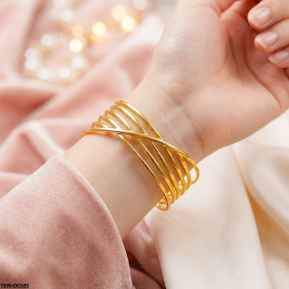 TBRH00585 BHS Cross Line Stainless Steel Cuff Bracelet Adjustable - TBRH