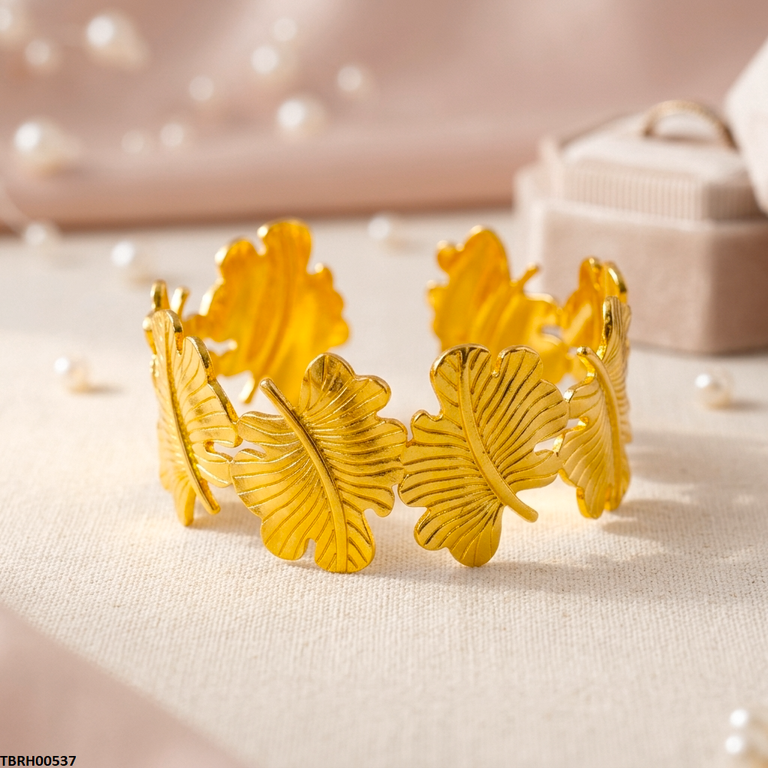 TBRH00537 HLN Monstera Leaf Cuff Stainless Steel Bracelet Adjustable - TBRH