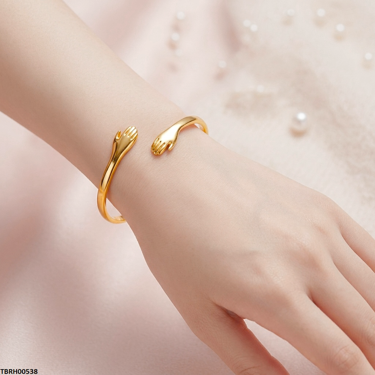 TBRH00538 HLN Hug Hands Cuff Stainless Steel Bracelet Adjustable - TBRH