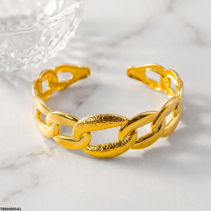 TBRH00541 HLN Oval Chain Link Cuff Stainless Steel Bracelet Adjustable - TBRH