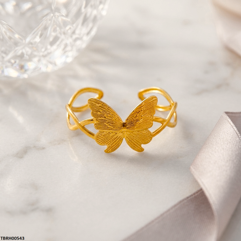TBRH00543 HLN Butterfly Cuff Stainless Steel Bracelet Adjustable - TBRH