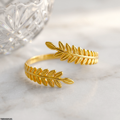 TBRH00545 HLN Double Leaf Cuff Stainless Steel Bracelet Adjustable - TBRH