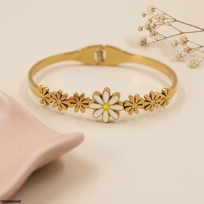 TBRH00560 BHS Round Flower Stainless Steel Bracelet Adjustable - TBRH