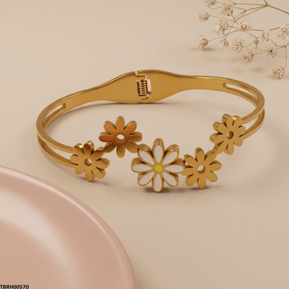 TBRH00570  BHS Double Flower Stainless Steel Bracelet Adjustable - TBRH