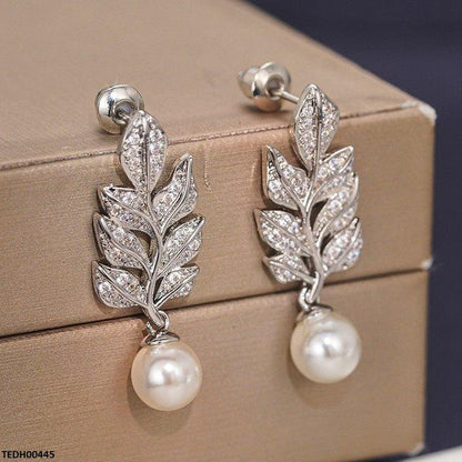 TEDH00445 CSH Leaf Pearl Drop Earrings - TEDH