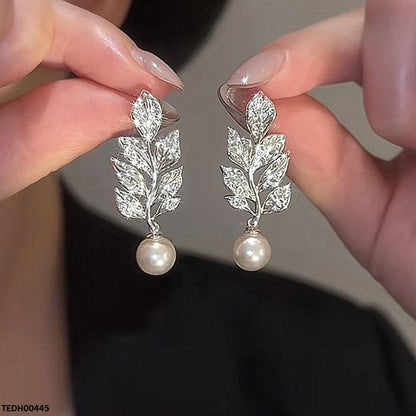 TEDH00445 CSH Leaf Pearl Drop Earrings - TEDH