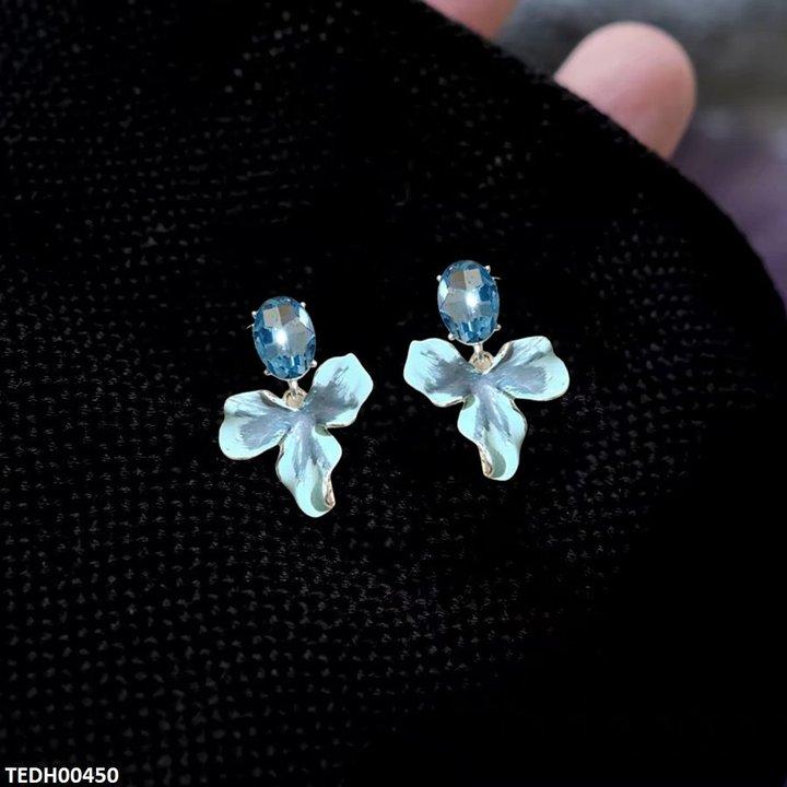 TEDH00450 SYB Oval ZIRCON Stone Leaf Drop Earrings - TEDH