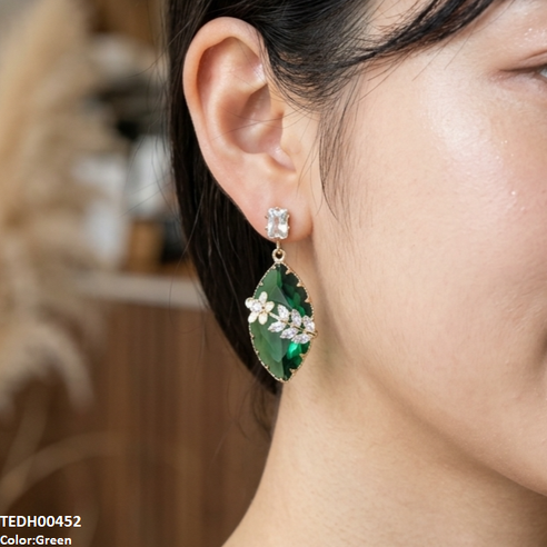 TEDH00452 QSJ Marquise/Leaf Zircon Flower Earrings - TEDH