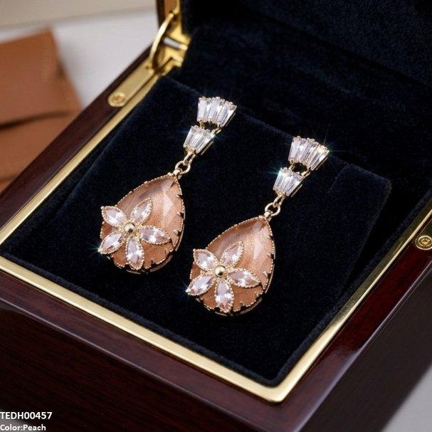 TEDH00457 QSJ Tear/Flower Zircon Earrings - TEDH
