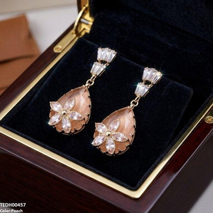 TEDH00457 QSJ Tear/Flower Zircon Earrings - TEDH