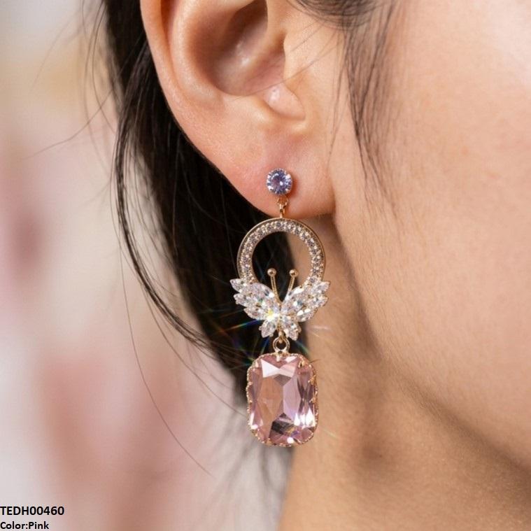TEDH00460 QSJ Butterfly/Rectangle  Drop Zircon Earrings - TEDH