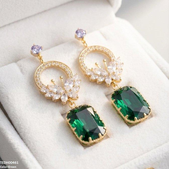TEDH00461 QSJ Butterfly/Rectangle Drop Zircon Earrings - TEDH