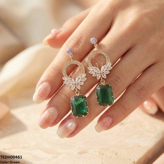 TEDH00461 QSJ Butterfly/Rectangle Drop Zircon Earrings - TEDH