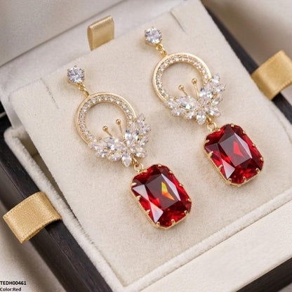 TEDH00461 QSJ Butterfly/Rectangle Drop Zircon Earrings - TEDH