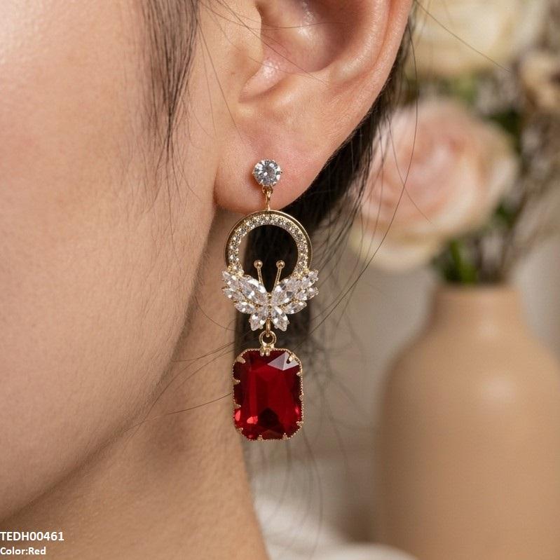 TEDH00461 QSJ Butterfly/Rectangle Drop Zircon Earrings - TEDH