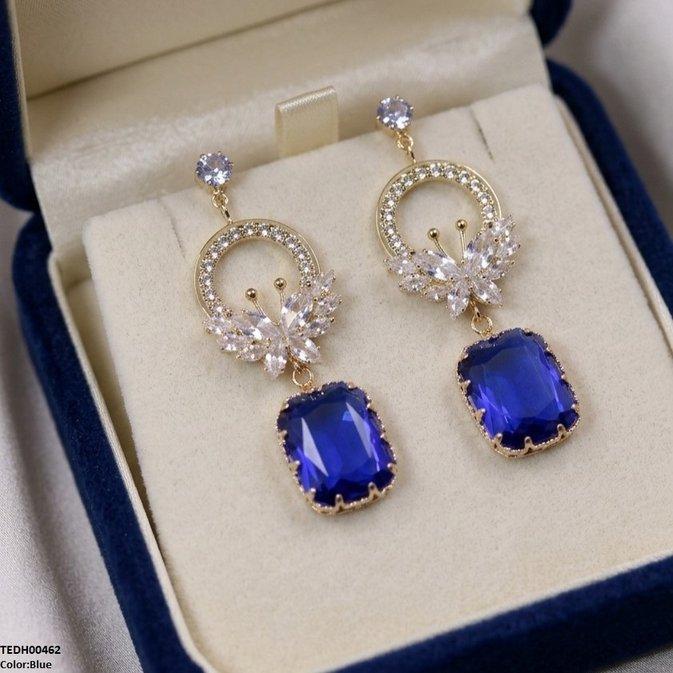 TEDH00462 QSJ Butterfly/Rectangle Drop Zircon Earrings - TEDH