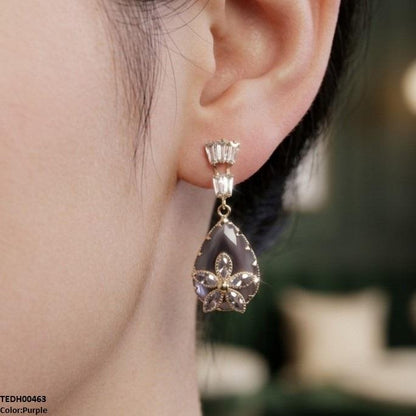 TEDH00463 QSJ Tear/Flower Zircon Earrings - TEDH