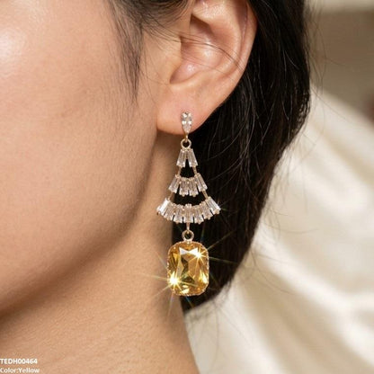 TEDH00464 QSJ Rectangle Drop Zircon Earrings - TEDH