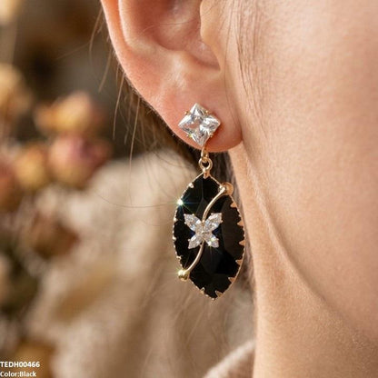 TEDH00466 QSJ Square/Marquise Drop Zircon Earrings - TEDH