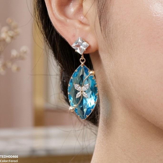 TEDH00466 QSJ Square/Marquise Drop Zircon Earrings - TEDH