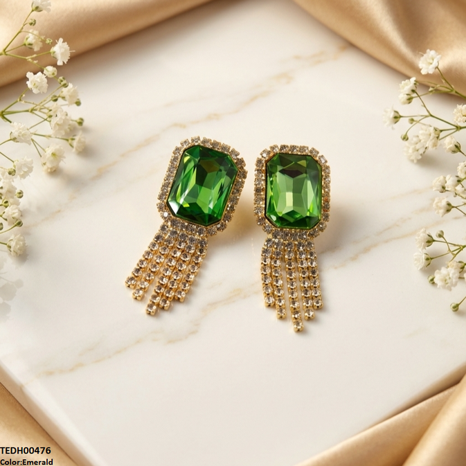 TEDH00476 SDQ Rectangle Layered Drop Earrings - TEDH