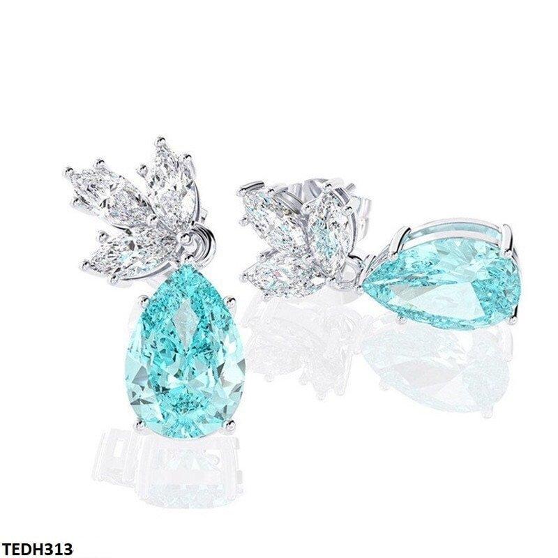 TEDH313 CSH White & Aqua Pear Drop Earrings