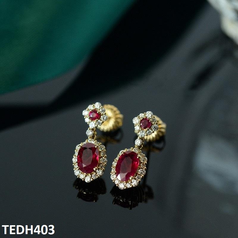 TEDH403 GWH Oval/Flower Drop Earrings