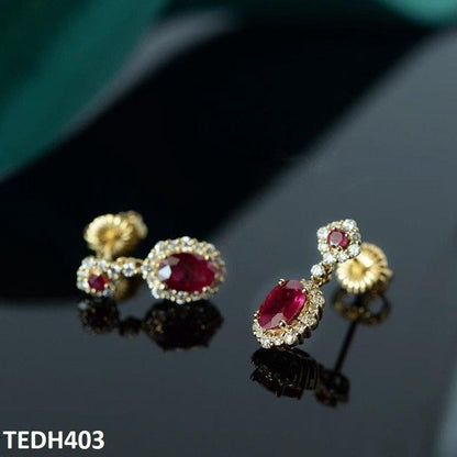 TEDH403 GWH Oval/Flower Drop Earrings