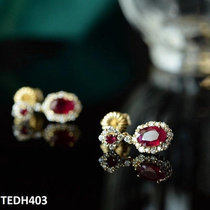 TEDH403 GWH Oval/Flower Drop Earrings