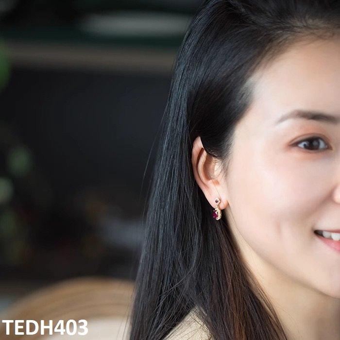 TEDH403 GWH Oval/Flower Drop Earrings