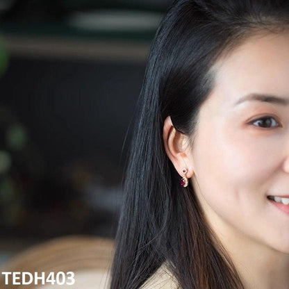 TEDH403 GWH Oval/Flower Drop Earrings