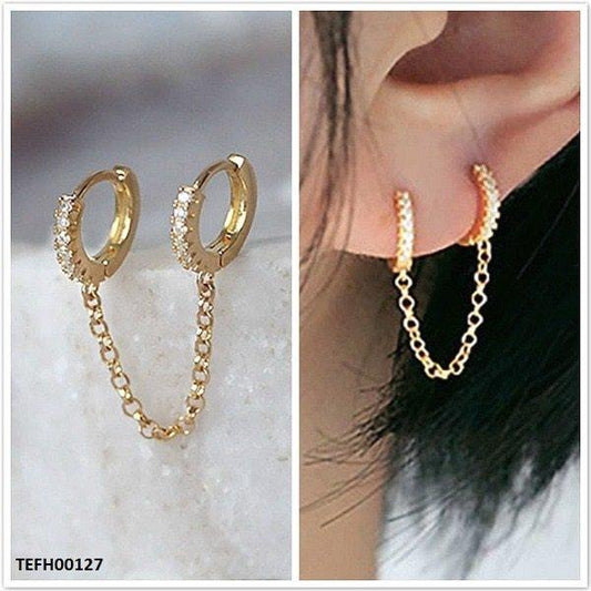 TEFH00127 CSH Double Ring Ear cuff With Chain - TEFH