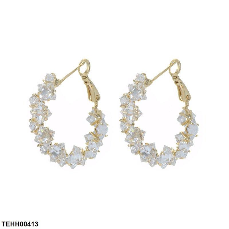 TEHH00413 HJF Square Stone Hoops Pair - TEHH