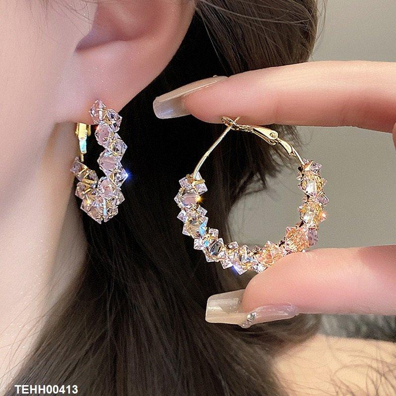 TEHH00413 HJF Square Stone Hoops Pair - TEHH