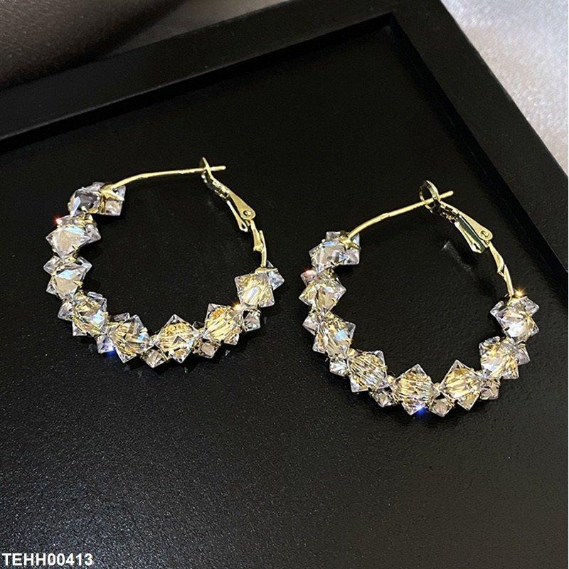 TEHH00413 HJF Square Stone Hoops Pair - TEHH