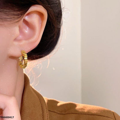 TEHH00417 HJF Layered Square Round Hoops - TEHH