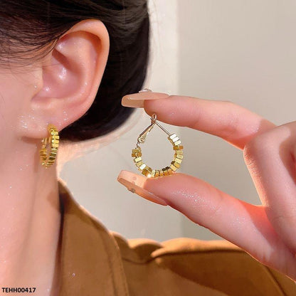 TEHH00417 HJF Layered Square Round Hoops - TEHH
