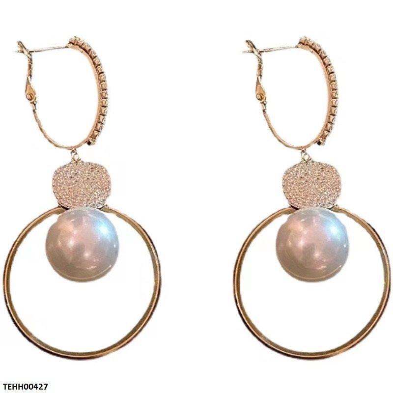 TEHH00427 BTO Coin Pearl Drop Hoops Pair - TEHH