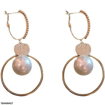TEHH00427 BTO Coin Pearl Drop Hoops Pair - TEHH