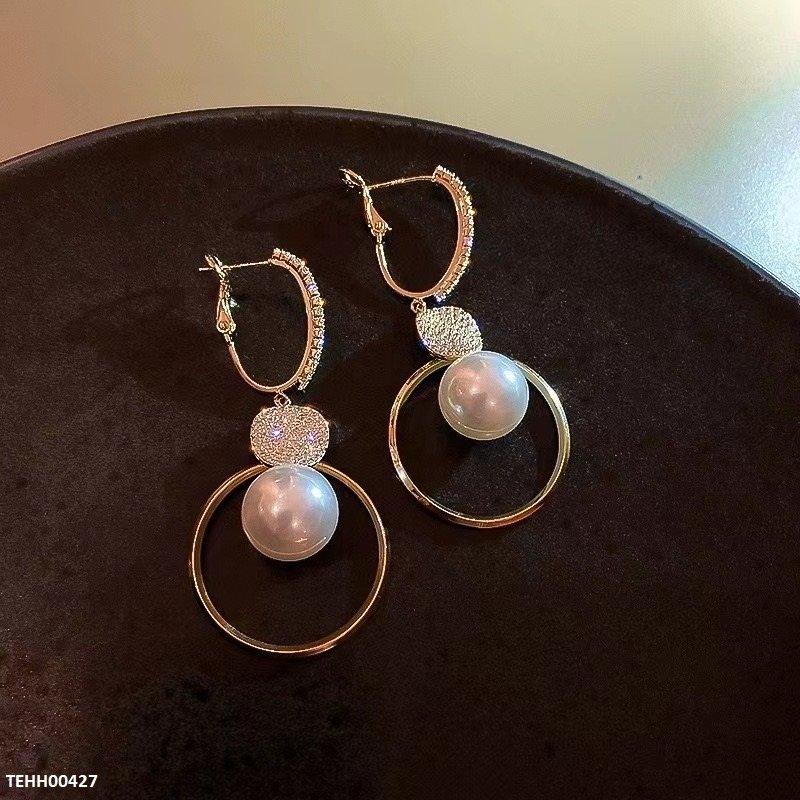 TEHH00427 BTO Coin Pearl Drop Hoops Pair - TEHH